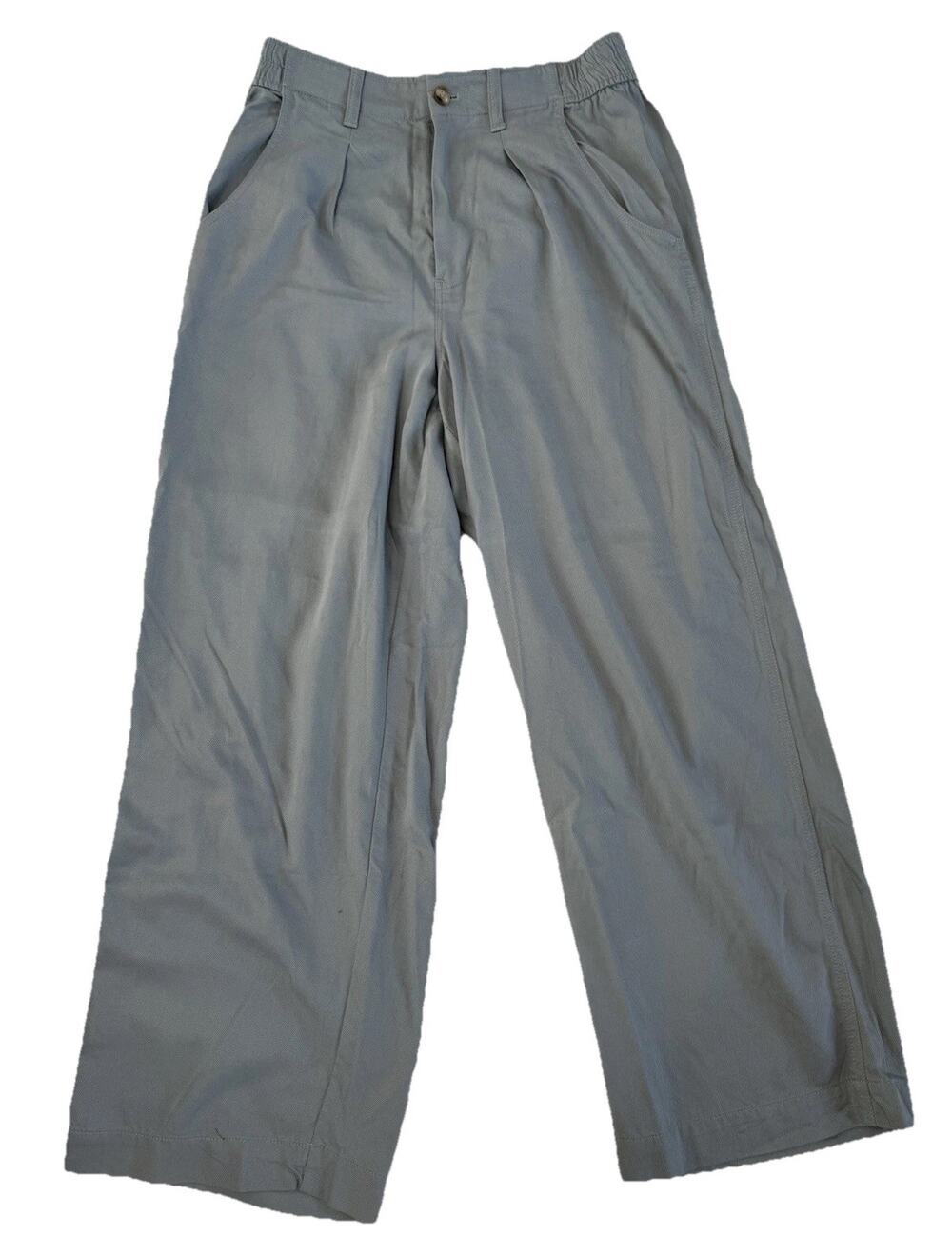 Madewell Women's Neale Gray-Blue Wide-Leg Pleated Relaxed Fit Twill Pants